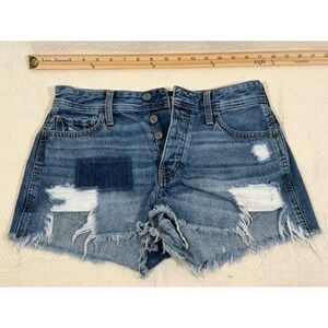 Hollister Denim Shorts Womens 5 Blue Distressed Frayed Festival Y2K